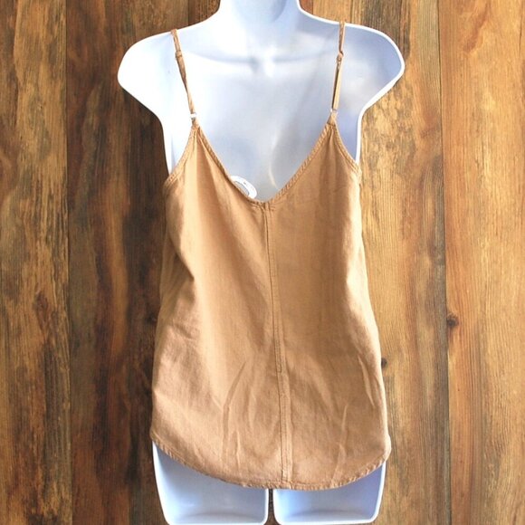 Urban Daizy Tank Blouse Cropped Tan M - Picture 2 of 3